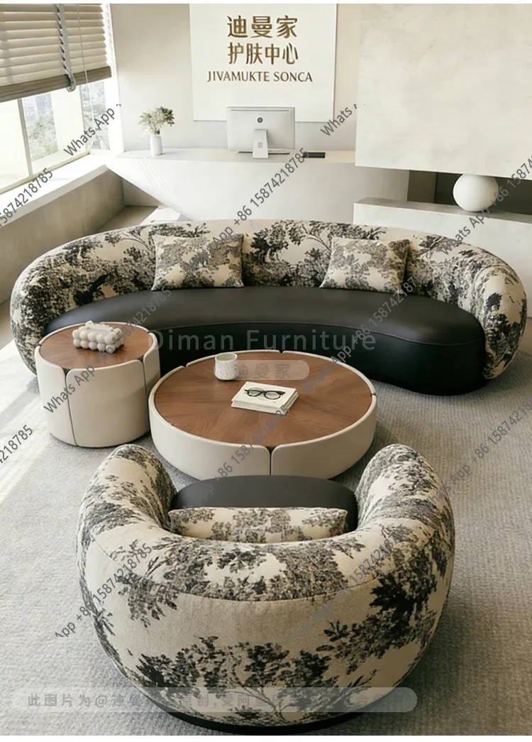 X36 Medieval Curved Small Apartment Sofa Beauty Salon Lobby Clothing Store Hotel Office Rest Area Reception