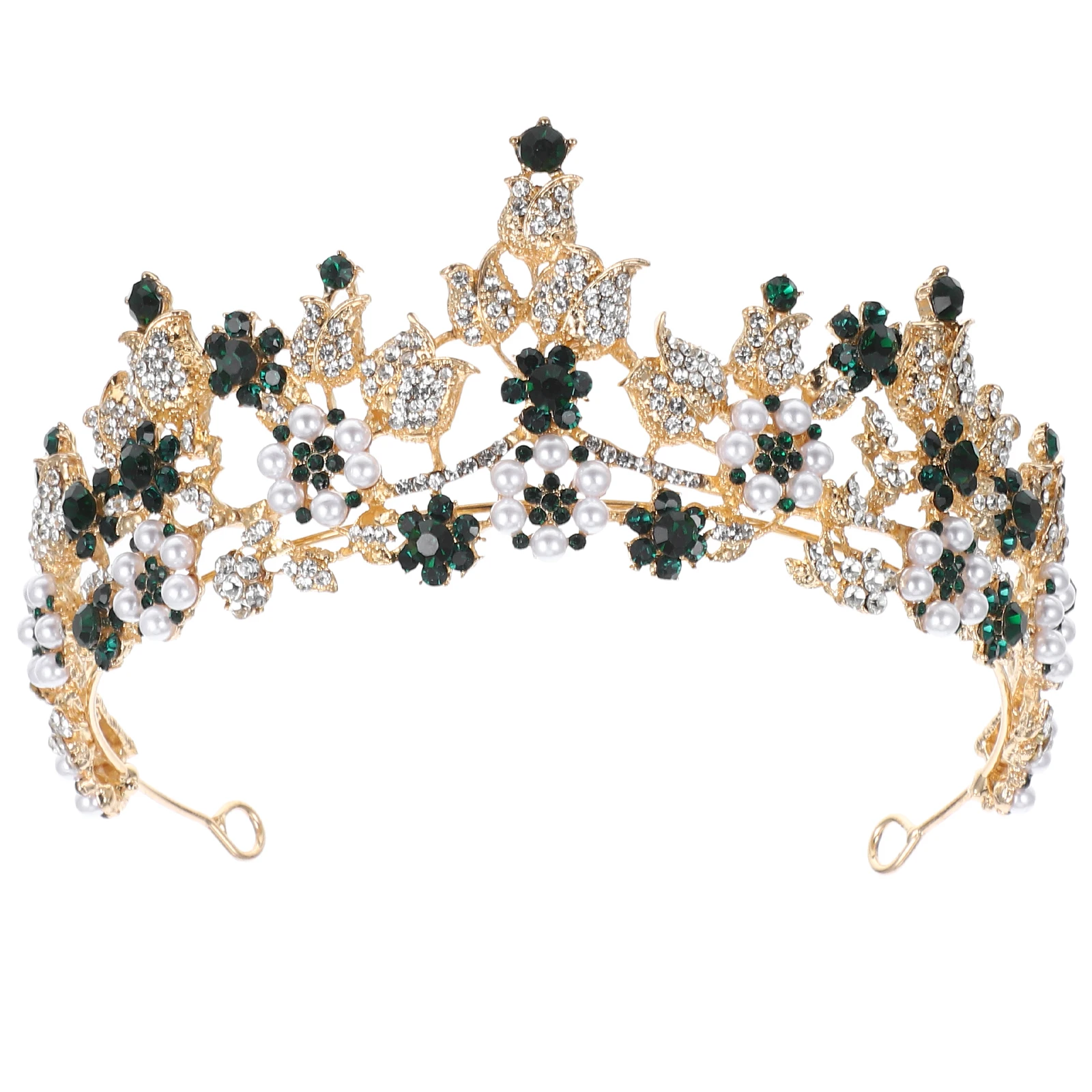 

Sparkling Rhinestone Crown Headband Imitation Pearl Bridal Tiara Wedding Hair Accessory For Bride Bridesmaid Party Prom