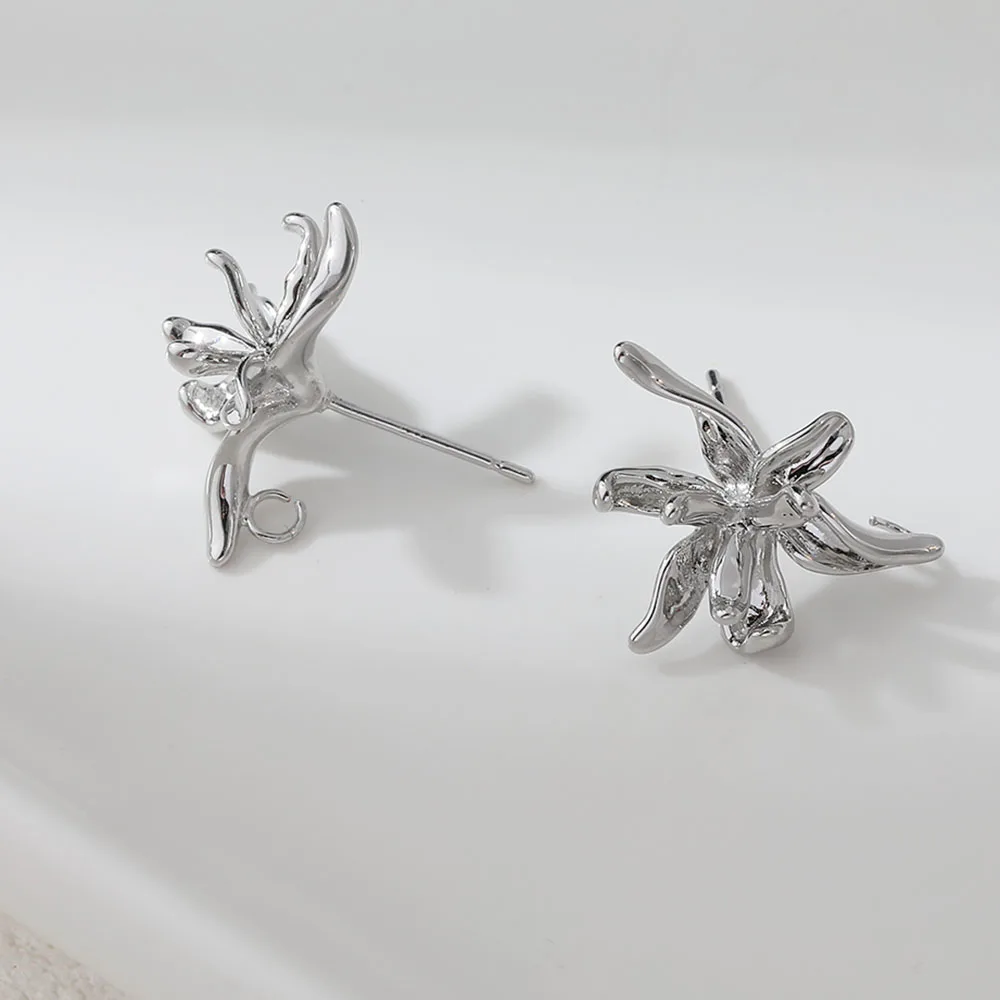 4 قطعة لذيذ زهرة شكل الأذن ترصيع Diy بها بنفسك أقراط موصلات صنع المجوهرات النتائج لوازم 14 كيلو مطلية بالذهب اكسسوارات 19*17 مللي متر #6