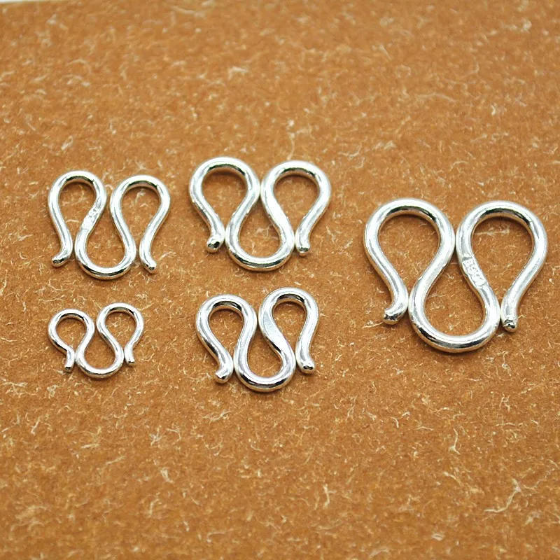 1 Piece Solid 925 Sterling Silver M Shape Clasp Hook Open Buckle Both Side for Necklace Bracelet DIY Accessories Supplies Making