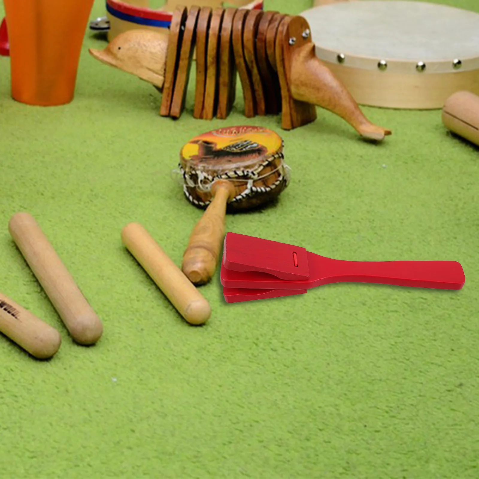 

2 pcs Wooden Castanets Kids Percussion Instruments Durable Long Handle Clapper Toddler Early Education Toys