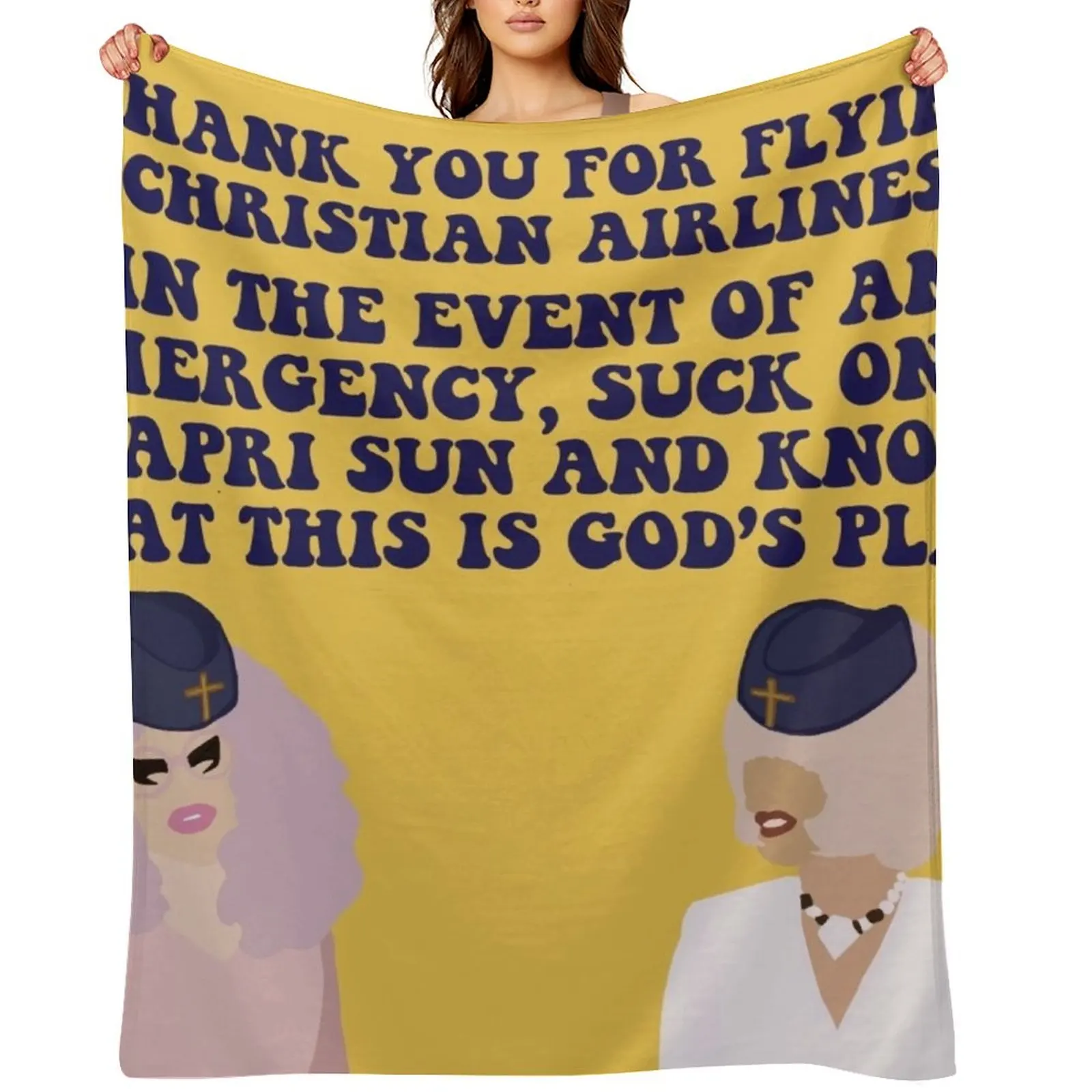 

Trixie and Katya Christian Airlines Throw Blanket Personalized Gift Hairys Blankets For Sofas Summer Beddings Blankets