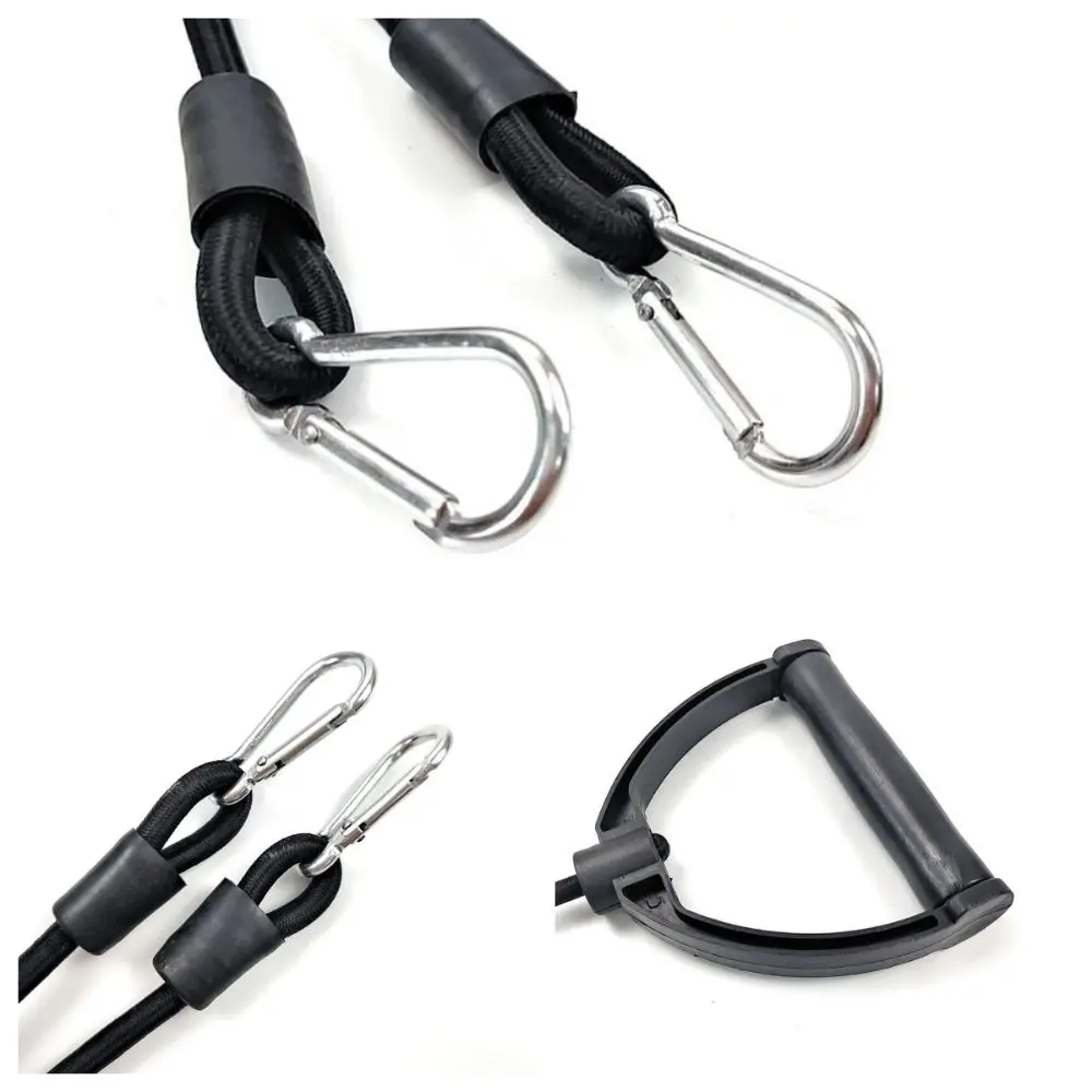 Rubber Pull Rope Bands Black High Elastic Rubber Tube Band Strength Training with Carabiner Workout Exercise Band Fitness