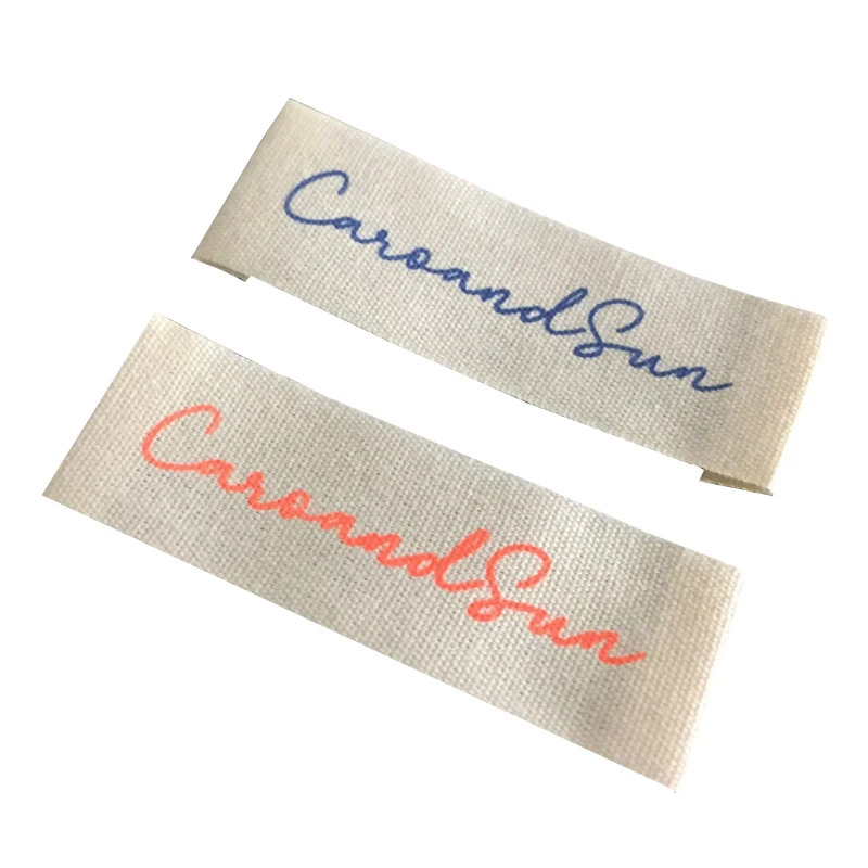 Custom Organic Cotton Label 2CM Width Label Sewing On Clothing Cotton Tags For Garment Shoes Bags Printed Cotton Labels