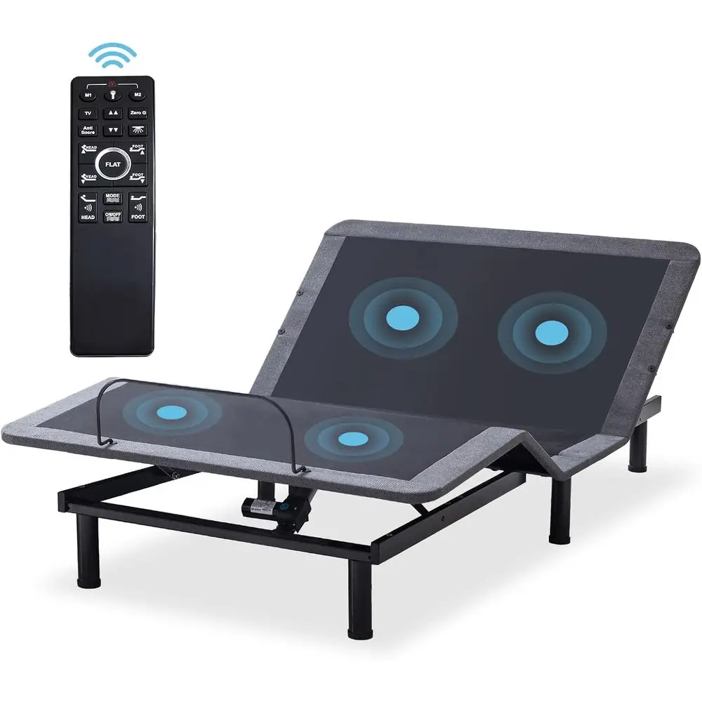 

Queen Size Adjustable Bed Base with Massage, Wireless Remote, Ergonomic Features, Zero Gravity, Anti-Snore, USB Ports, Easy Asse