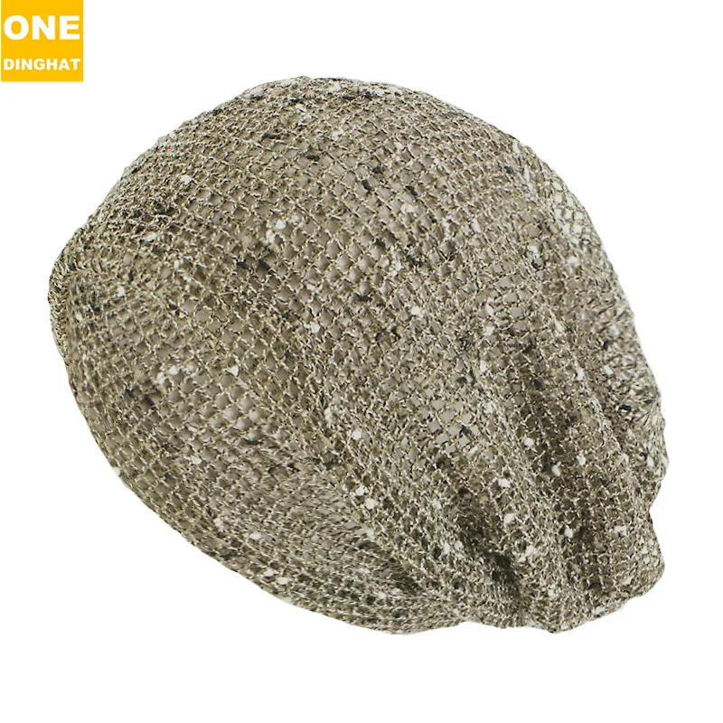 European American Popular Cotton and Linen Breathable Mesh Dual-Purpose Tam-O'-Shanter Double-Layer Twist Woven Hat Sleeve C