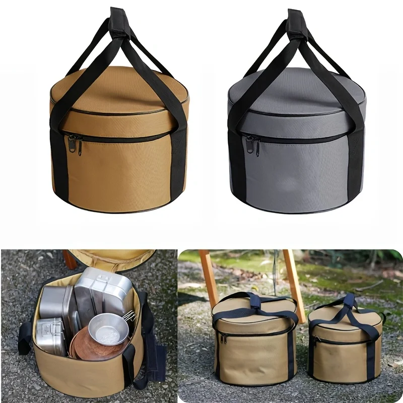 Outdoor camping picnic bag round storage box barrel storage bag multi-functional portable sundry bag, outdoor refrigerated lugga