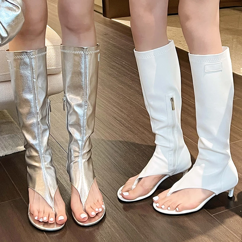 New Fashion Zippers Sexy Ladies Pumps Shoes Footwear Peep Toe Women Shoes Knee High Heels Sandals Boots Female Flip Flops