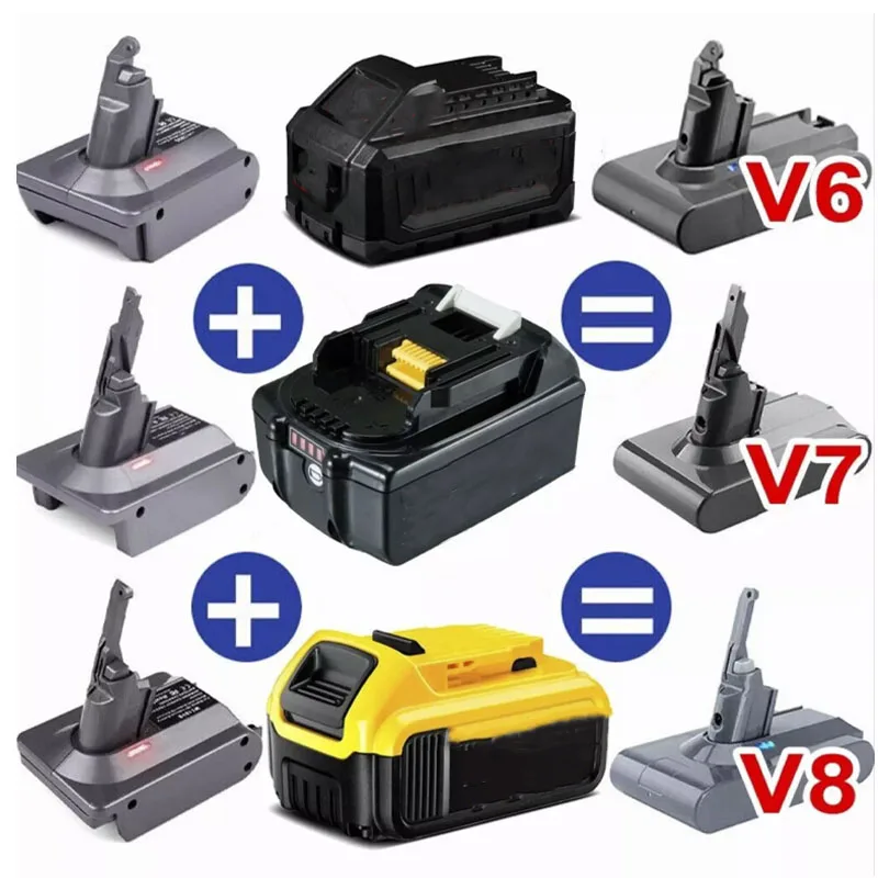 For Makita/Dewalt/Milwaukee/Bosch/Einhell/Ryobi 18V Battery Adapter Converter To For Dyson V6 V7 V8 Battery Vacuum Cleaner Tools