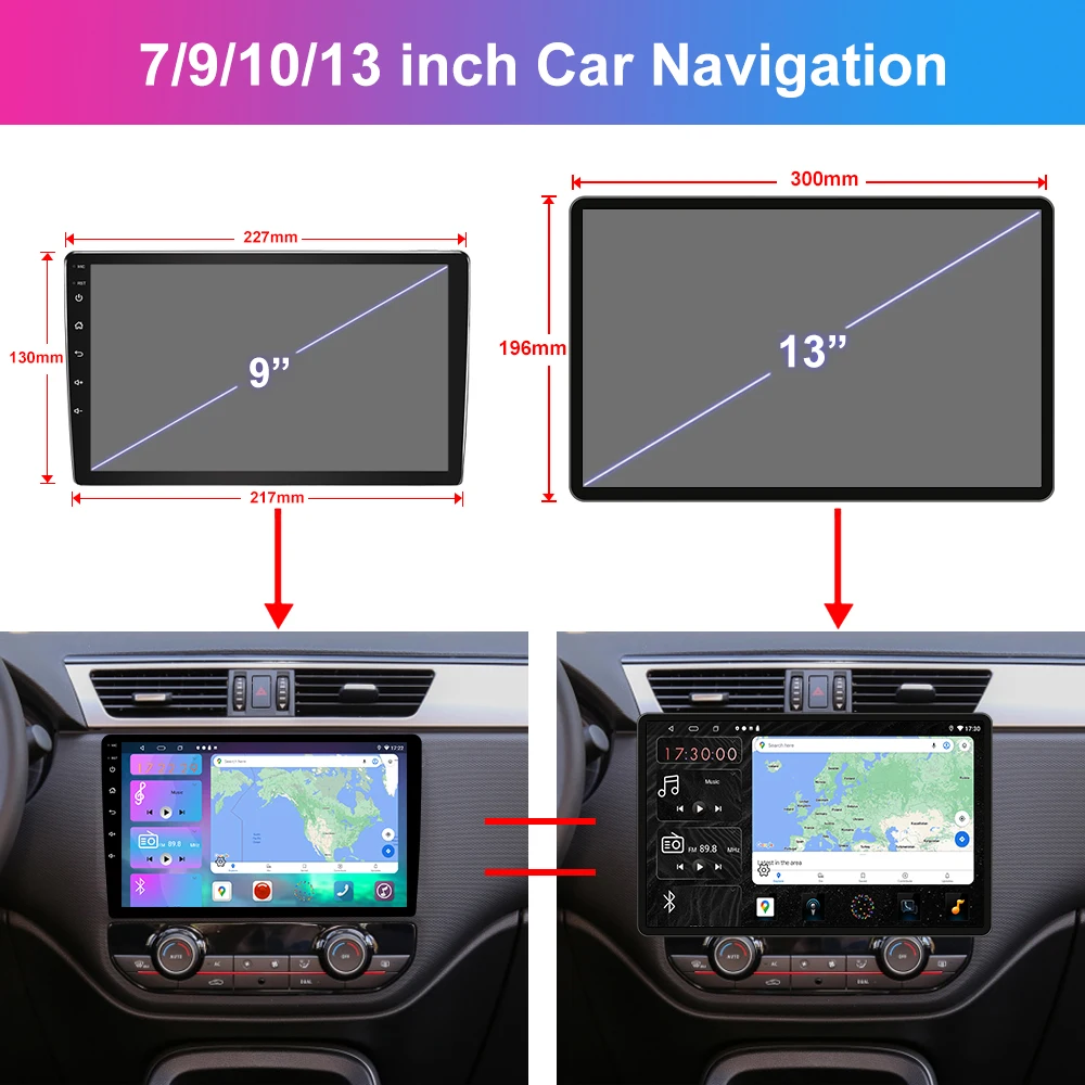 2K Android 1 Din Head Unit Universal Car Radio Carplay GPS Navigator Multimedia Player Stereo Auto Screen for Kia Toyota Ford VW