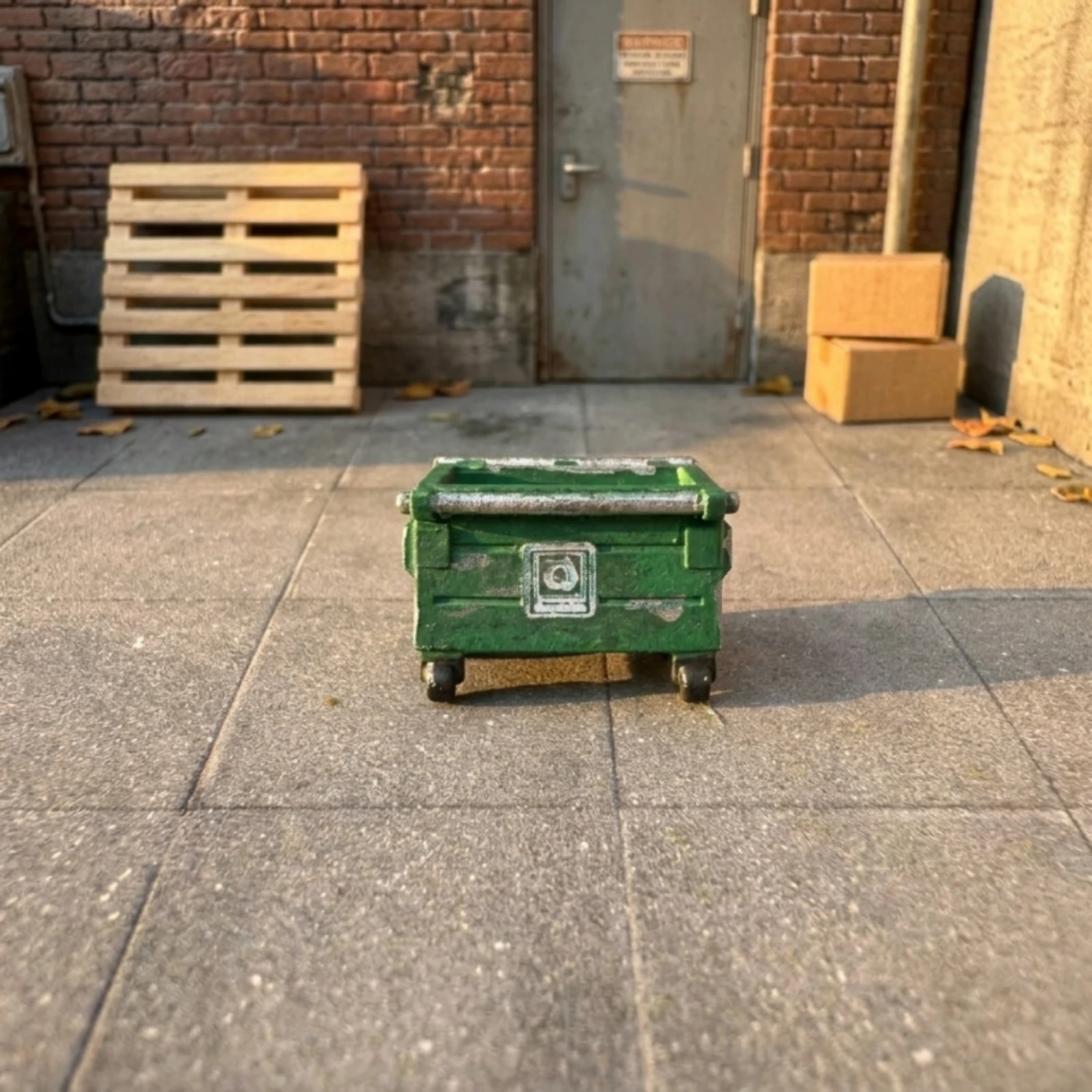 Miniature Trash Can Resin Mini Trash Bin Model Waste Bin with Wheels Open-Top Prop Rectangular for Hobbyists, Dioramas