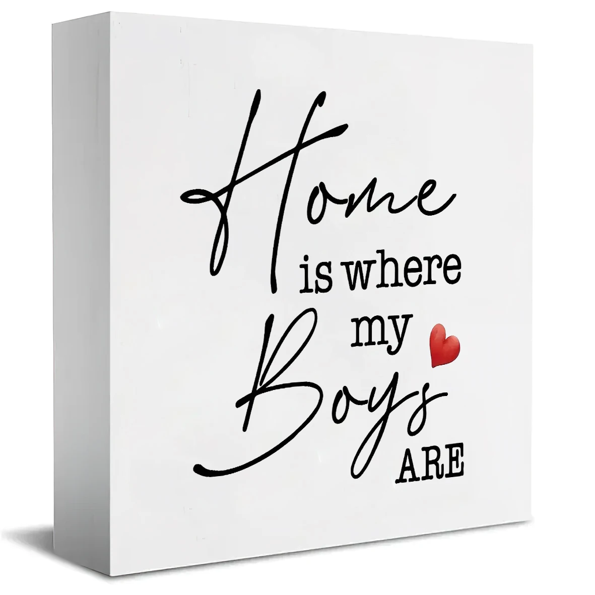 Rustic wood Plaque - Home is Where My Boys Are Decorative Sign with Red Heart Design, Perfect Gift for New Moms, Boys' Rooms