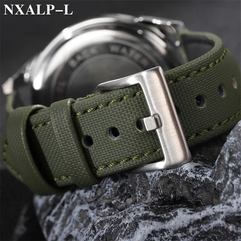20mm 22mm Quality Sailcloth Leather Watch Strap for Seiko Belt Waterproof Fabric Watchband Qucik Release Wristband Accessories
