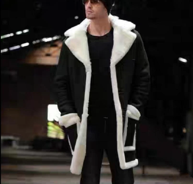 Fashion Men Coats Winter 2023 New Fur Coat Men\'s Thick Coat Lapel Long Sleeve Overcoat Men Solid Outerwear & Coats Cardigan Tops