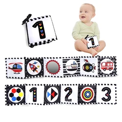 Sensory Cloth Book Black and White Animal Cloth Books High Contrast Baby Toys Newborn 0-12 Months Crib Toys Montessori Baby Book