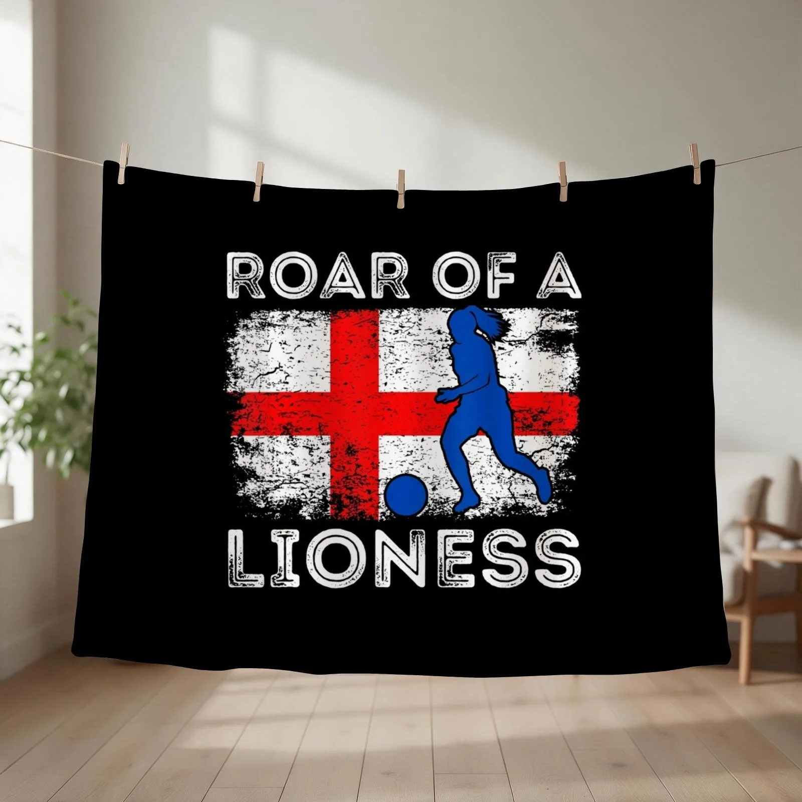 England Women Football Soccer Lioness Throw Blanket