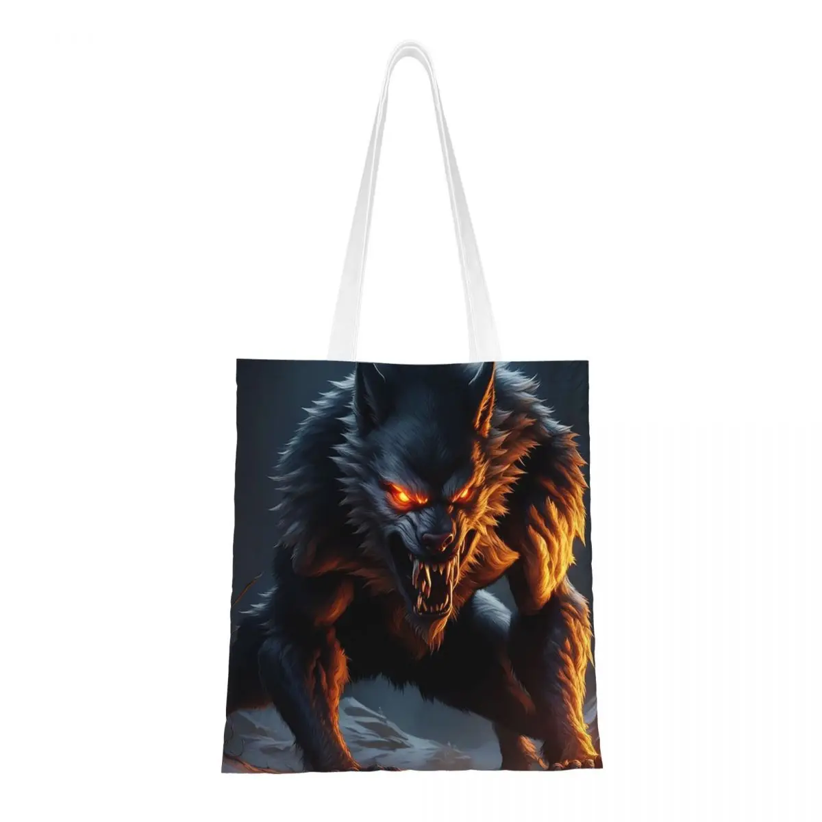The Werewolf Shopping Bags Women Canvas The Tote Bag Reusable Ladies Shoulder Tote Travel Handbag