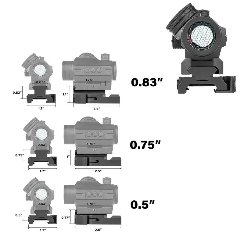 QD Elevation Bracket, 0.5/0.75/0.83 inch,Picatinny rails Aluminum,Red Dot Riser,Unity Fast mount,rail Picatinny 20mm