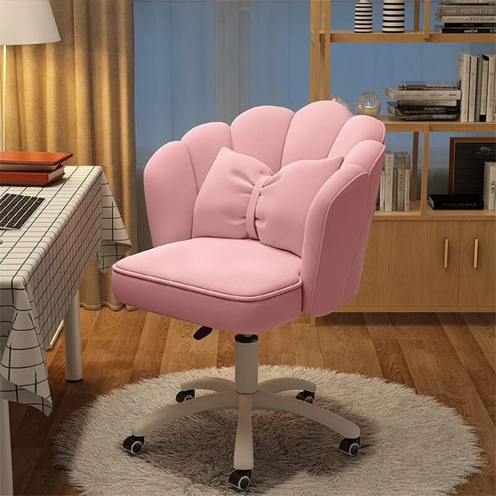 

Petal office chair with butterfly cushion velvet dressing chair, with wheels, suitable for soft cushions for girls and women