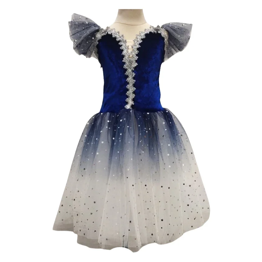 Erwachsene Kinder Lange Professionelle Ballett Tutu Schwanensee Ballett Kostüm Ballerina Ballett Kleid Mädchen Leistung Dancewear Samt Top – Detail 3
