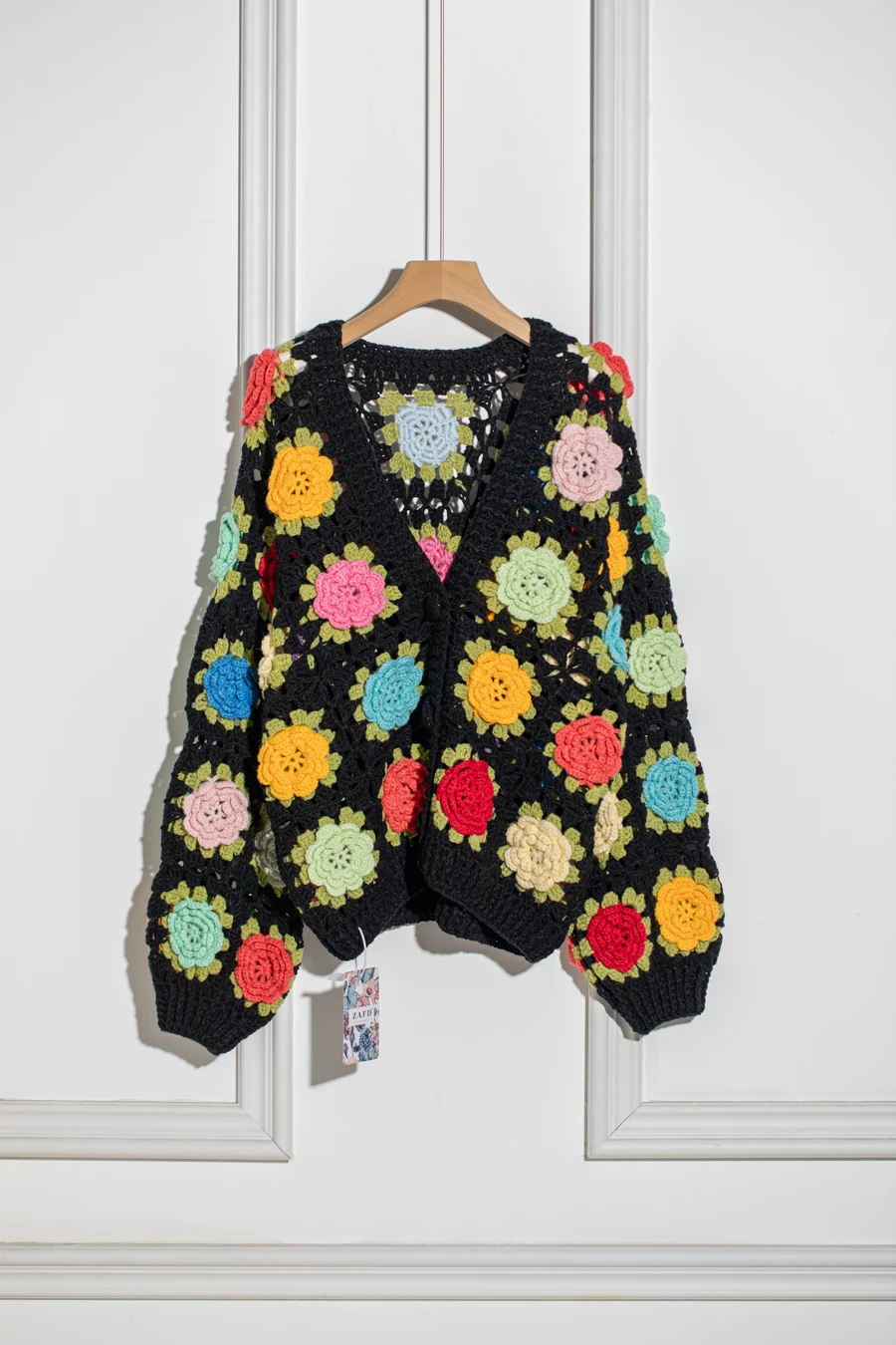 Jastie Heavy Sweater Cardigan Hand Hook Three-dimensional Flower Hollow Sweet Sweater Cardigan Jacket Luxury Design Knitted Top