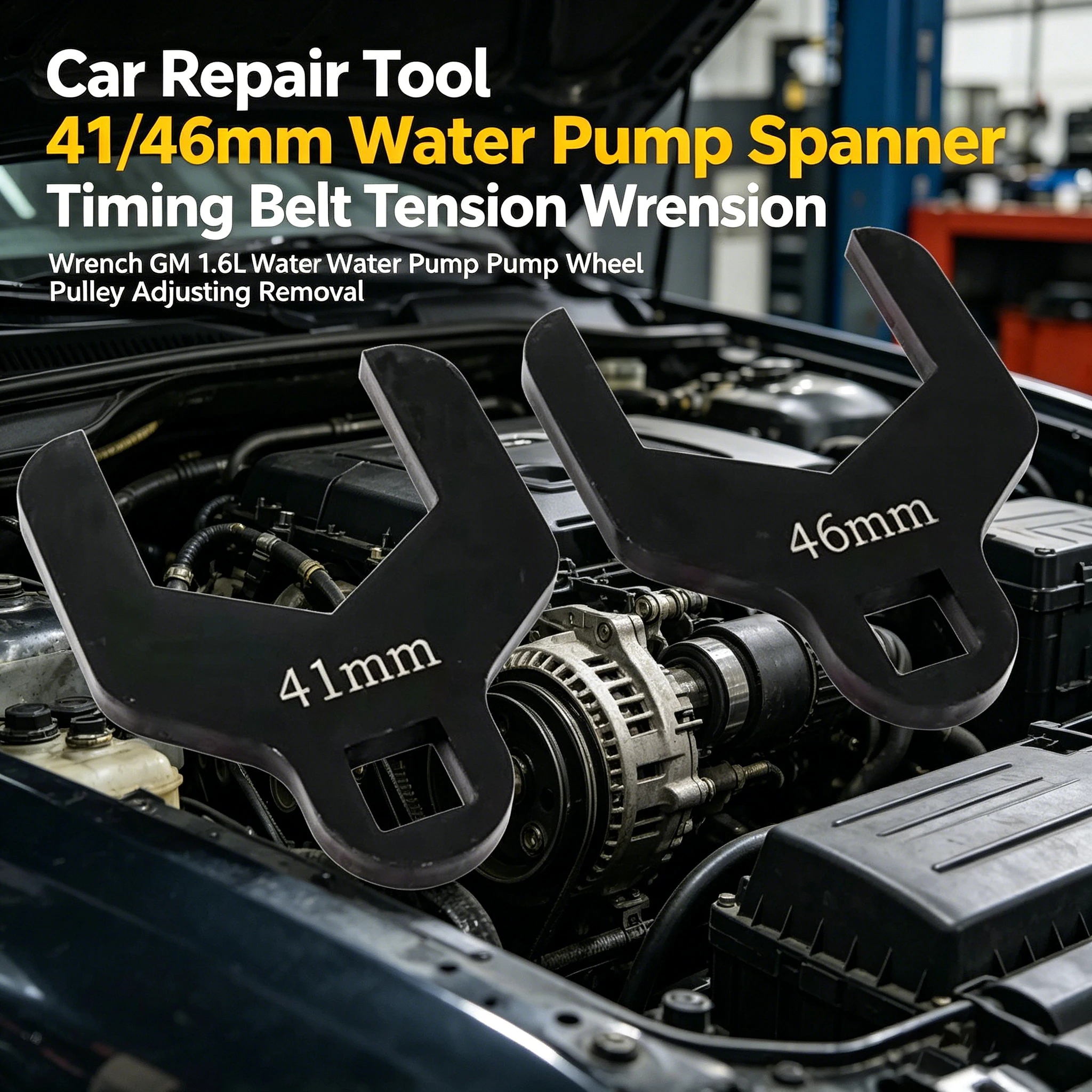 

Car Repair Tool 41/46mm Water Pump Spanner Timing Belt Tension Wrench GM 1.6L Water Pump Wheel Pulley Adjusting Removal Tool