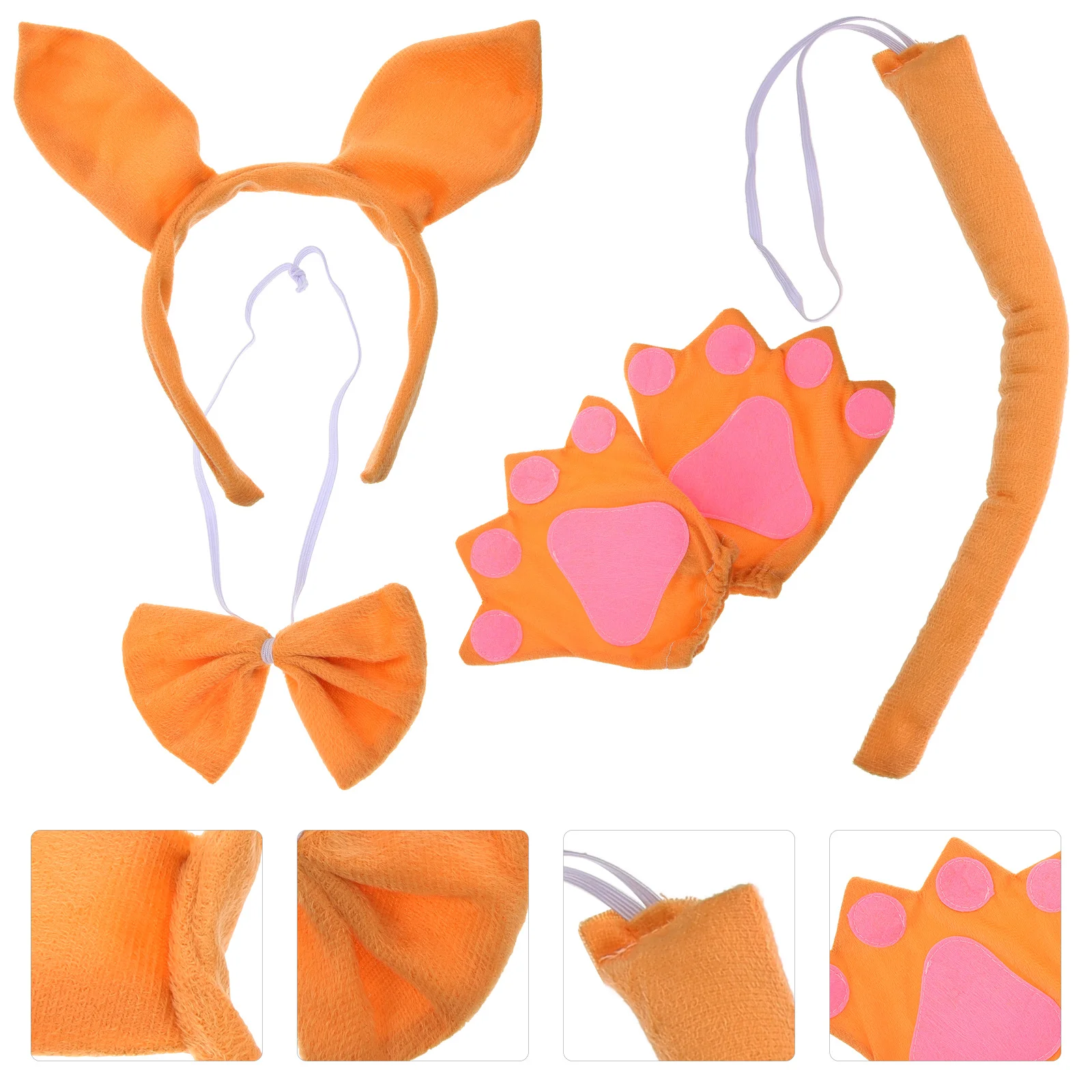 DEARMAMY, 1 Juego, diadema puesta en escena, sombrero para perro, Sudadera con capucha peluda para mascotas, disfraz de Cosplay con orejas de Animal para niñas, accesorio de cola