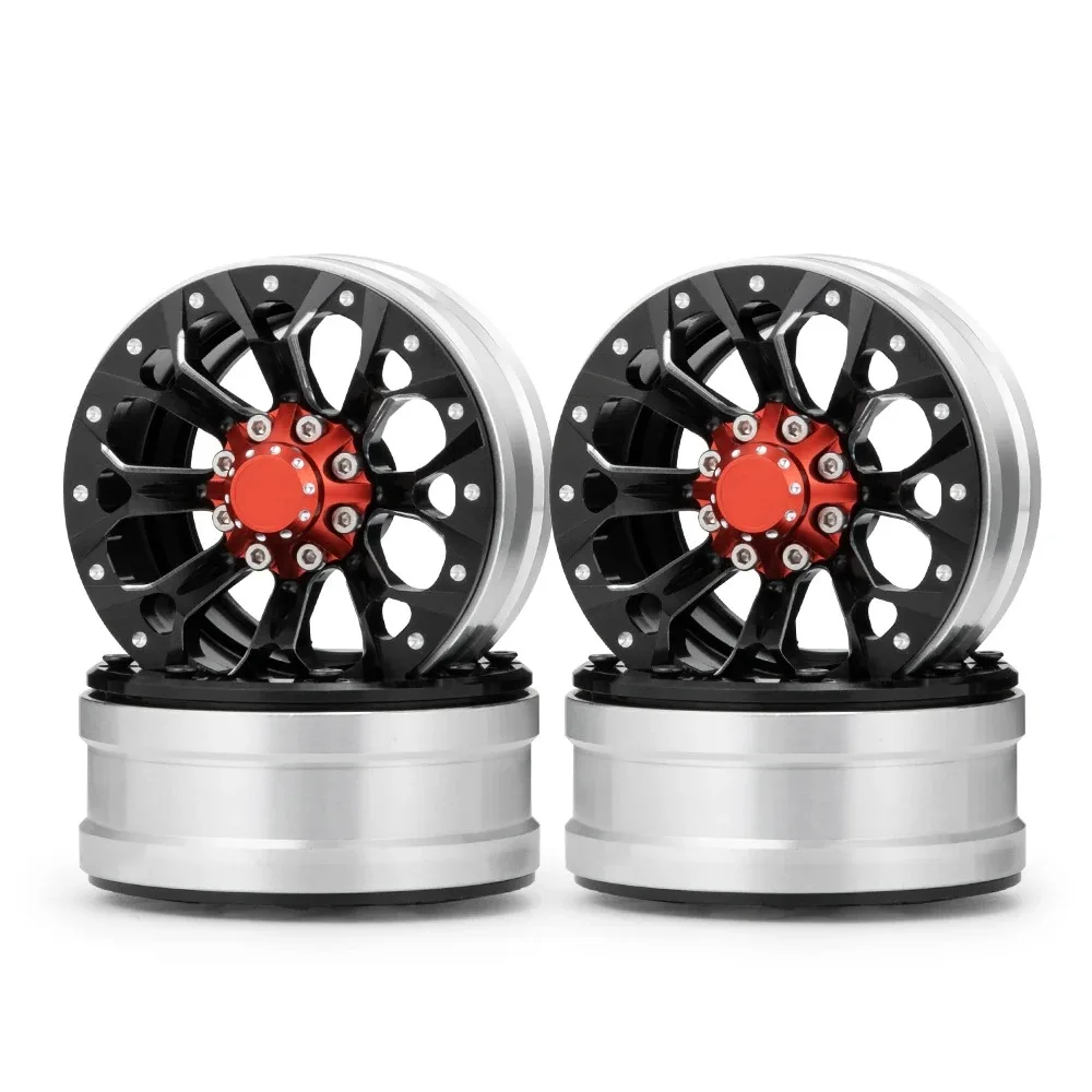 

4pcs YEAHRUN 1.9in 26mm Beadlock Wheel Rims 4PCS Aluminum Alloy Hub for 1/10 SCX10 TRX-4 D90 Offroad Crawler