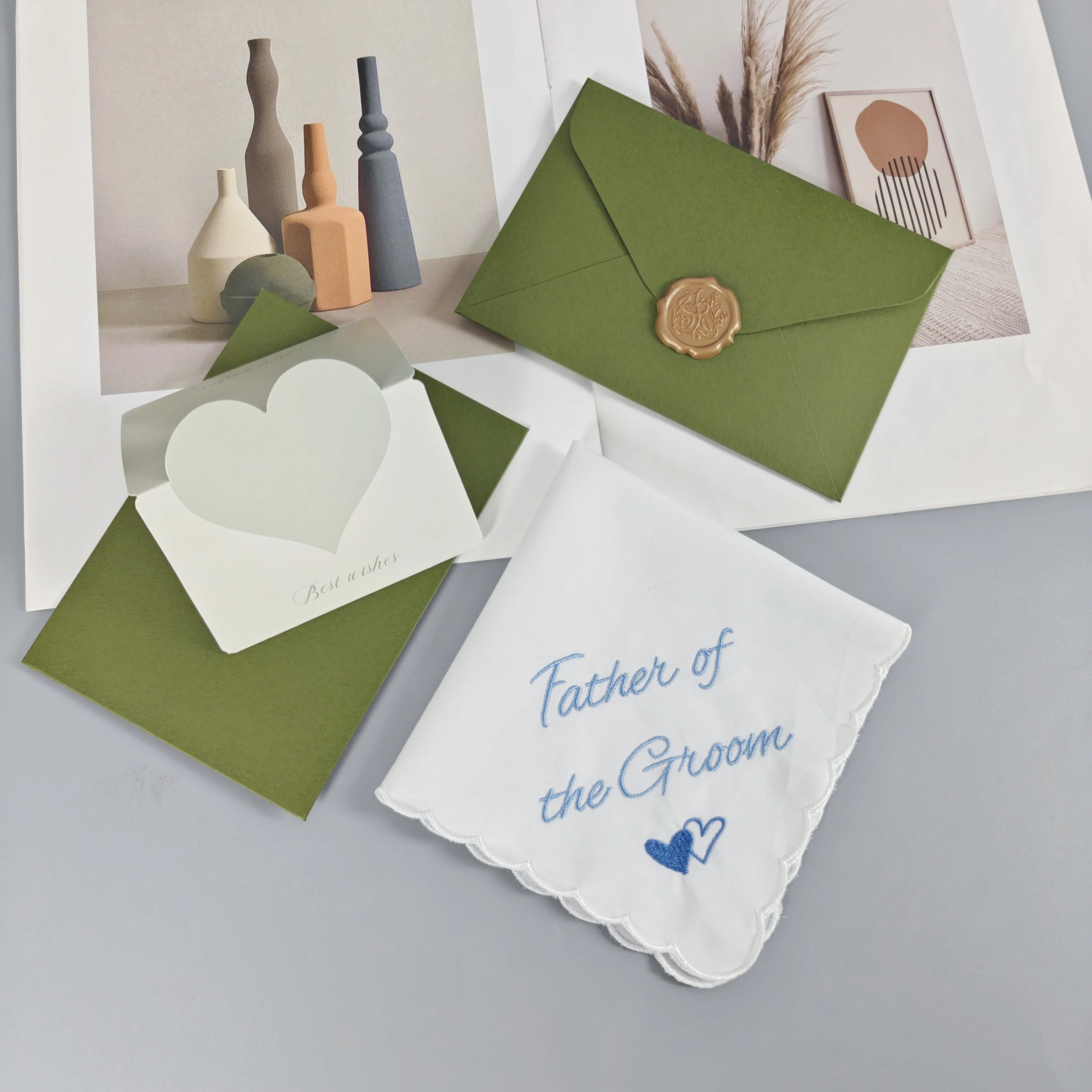 

28CM Pure White Embroidered Handkerchief for Wedding Multi-Style Gift Box Fabric Handkerchiefs to Send Parents