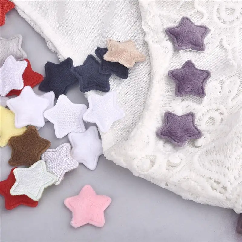 50Pcs 25mm Fur Padded Star Patches Stickers Sew Clothes Jeans Patches DIY Coats Applique Handmade Patchwork Accessories