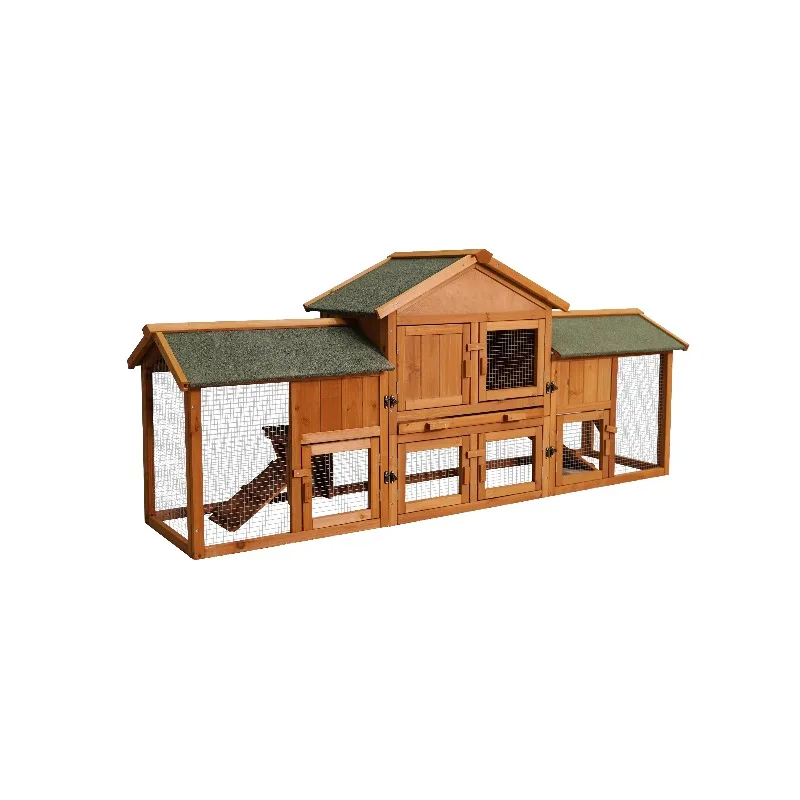 Extra Large Bunny Cage with 2 Runs House Small Animal Habitats With Removable Tray