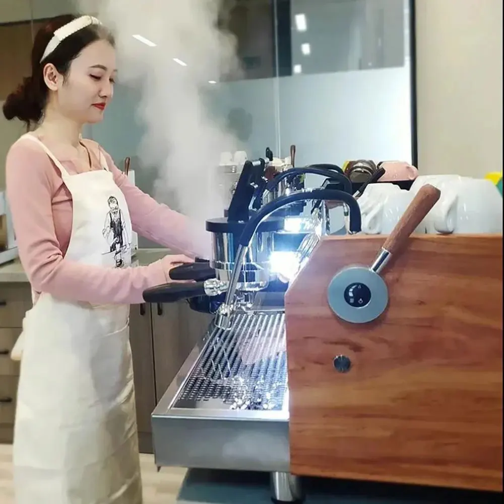 Cafetera eléctrica expreso moderna con control PID para uso comercial, máquina de café con pantalla táctil de cuatro etapas, tres Caldera, EM-100