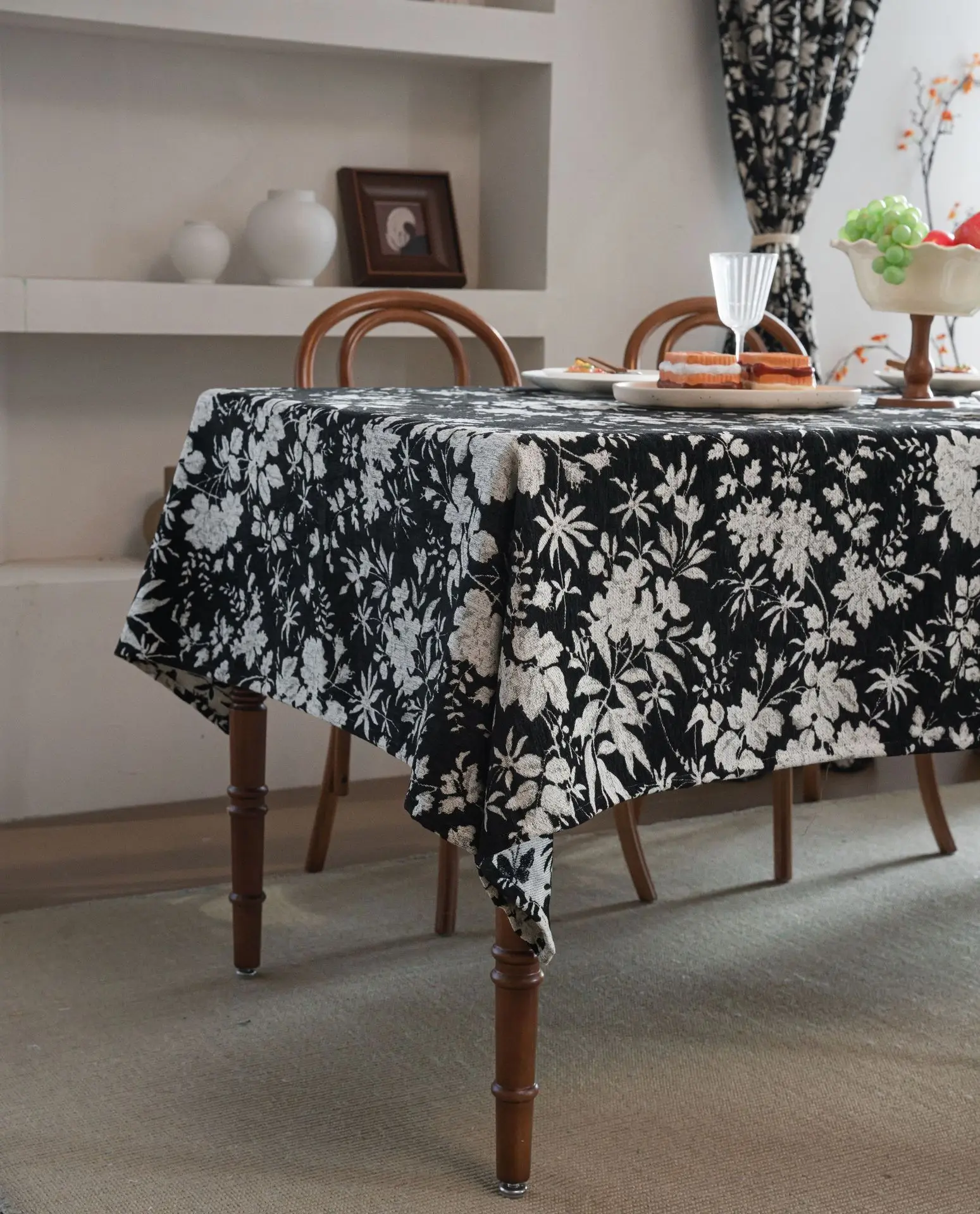 Jacquard Christmas Rectangle Tablecloth Table Decor Reusable Winter Kitchen Dining Tablecloth Christmas Decorations