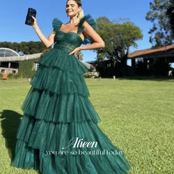 Mesh Guest Wedding Party Dress Women Elegant Luxury Prom Ball GownsCustomized Age Ceremony Long Dresses for Special Events Green