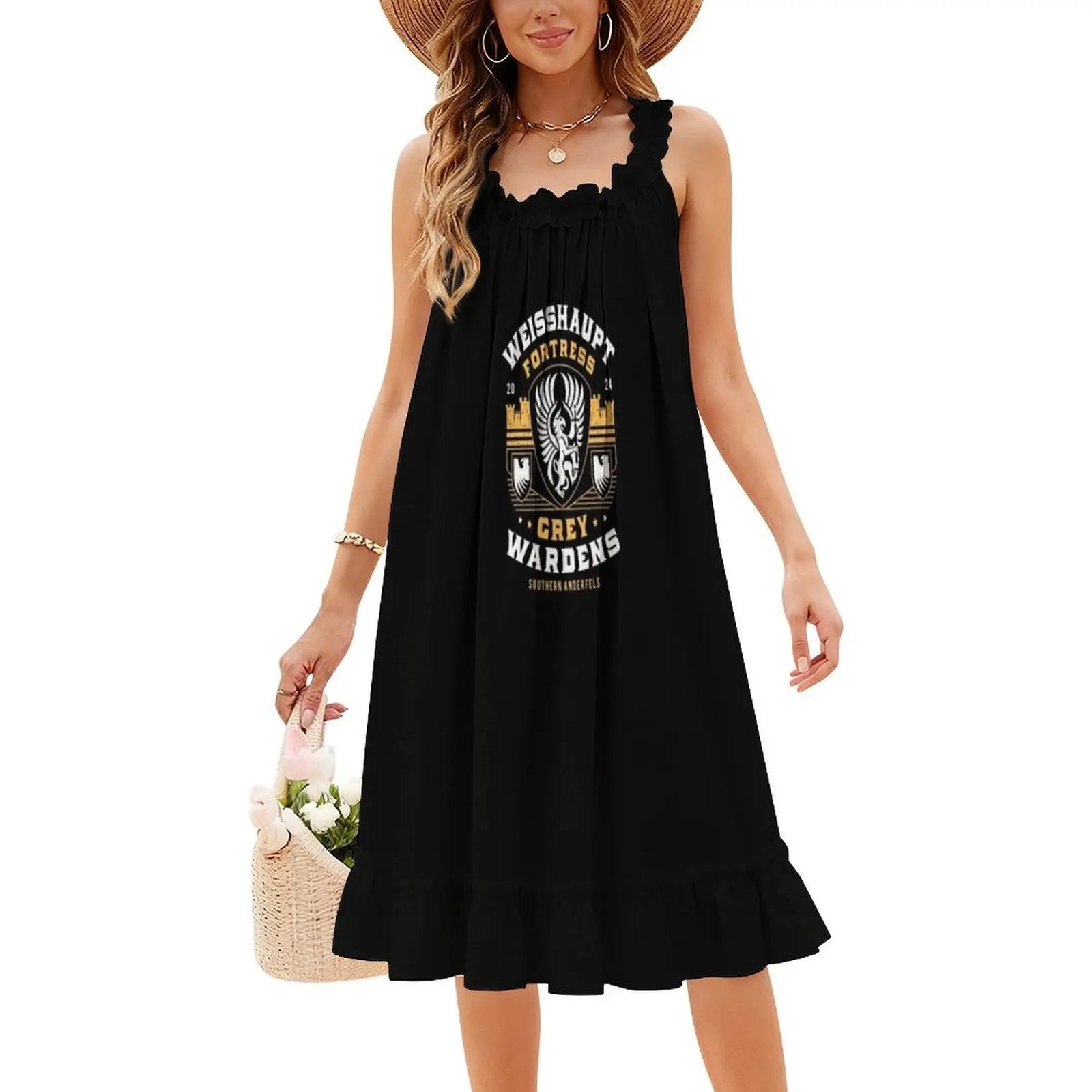 فستان Gray Wardens Fortress Crest Floral Smock للنساء للربيع والصيف فستان كاجوال للحفلات لعبة فيديو Dragon Age Guard