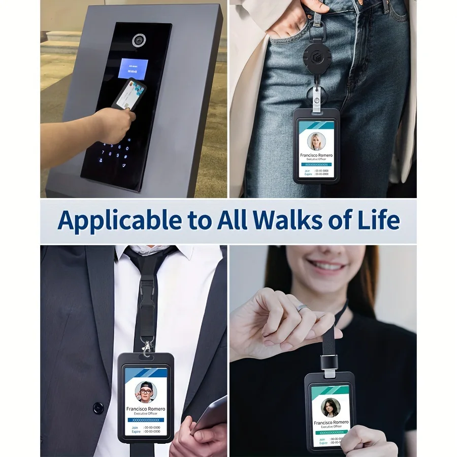 1 قطعة شارة بلاستيكية حامل شارة الموظف مزدوج الوجهين شفافة حامل بطاقة قابل للسحب مكتب الموظفين شارة حامل #4