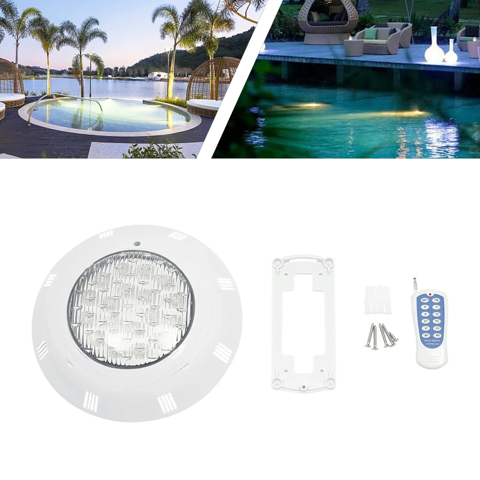 

54W Pool Light Underwater Color-Change LED Lights 7 Color RGB Waterproof IP68 with RF Remote Controller 12V