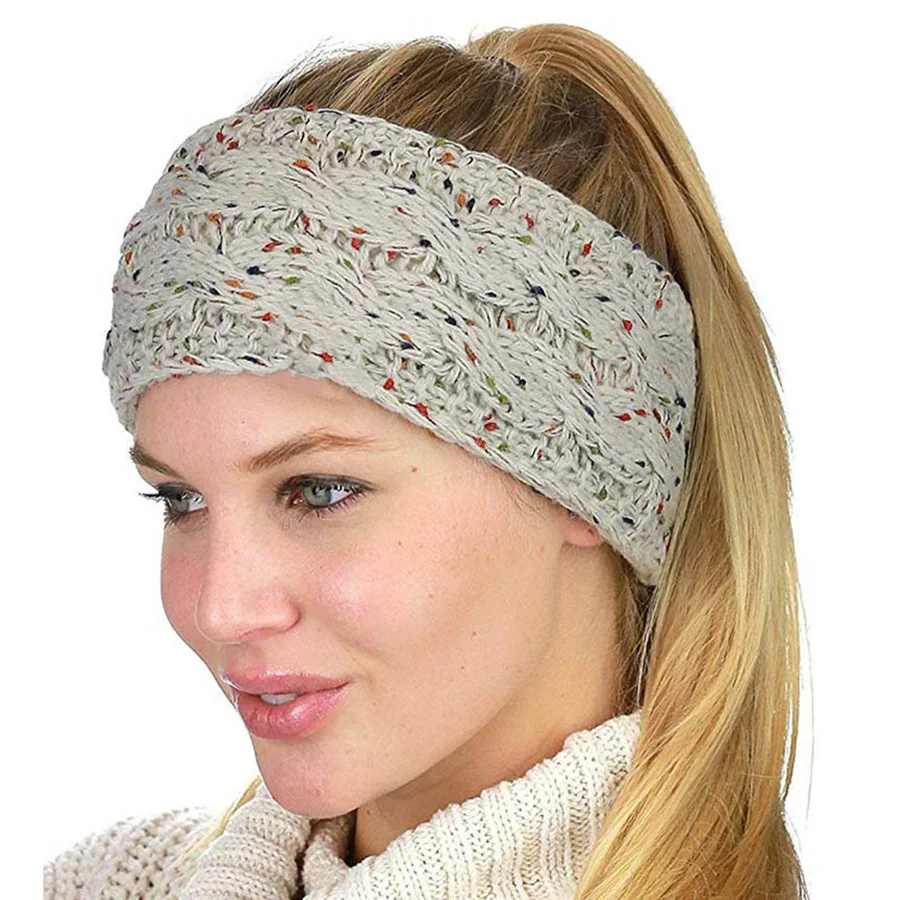 New Women Headband Solid Color Elastic Hair Bands Twisted Knitted Turban Headwrap Winter Girls Hairband Fashion Hair Accessories