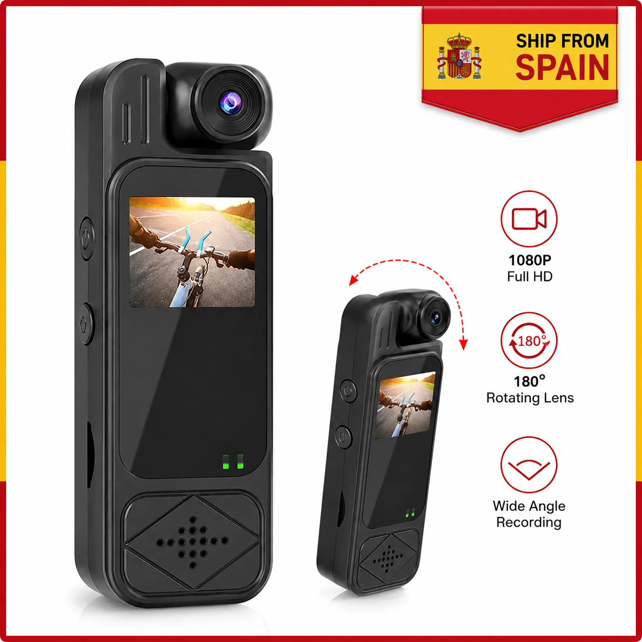 Caméra corporelle portable 1080P HD, caméscope sportif, vision nocturne infrarouge, écran 1,3 pouce, enregistreur vidéo numérique, petite caméra compacte pour l'enregistrement quotidien en extérieur.