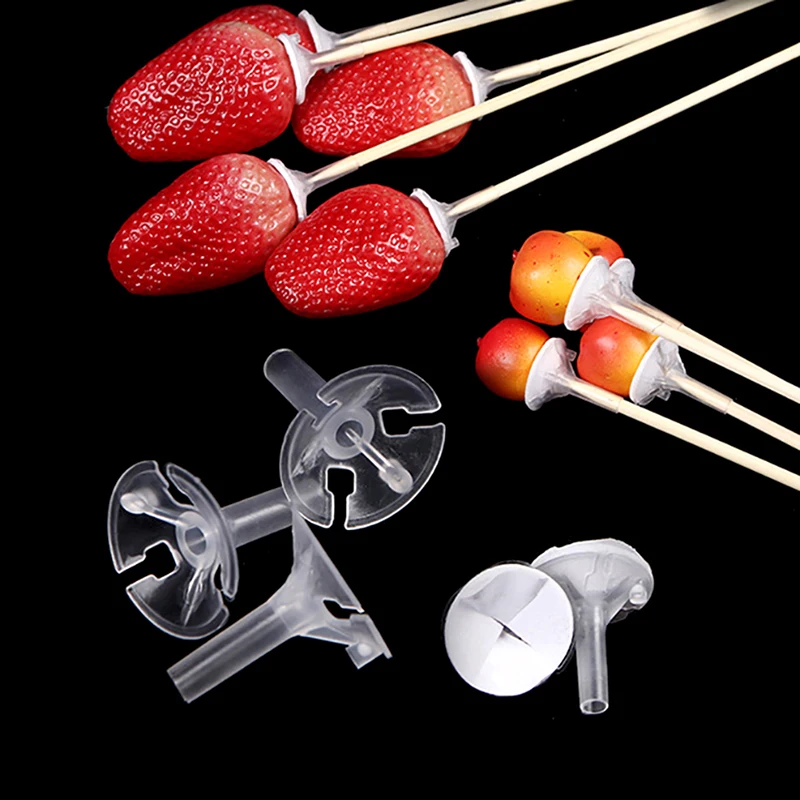

100Pcs Plastic Transparent Chocolate Ball Holder Flower Candy Ball Bouquet Packaging Holder DIY Flower Stem Fixed Base