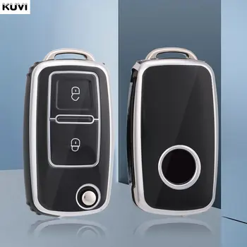 2 زر حافظة مفاتيح السيارة من البولي يوريثان لسيارة فولكس فاجن بولو جولف باسات تيجوان بيتل كادي T5 Up Eos سكودا اوكتافيا سيات ليون ألتيا