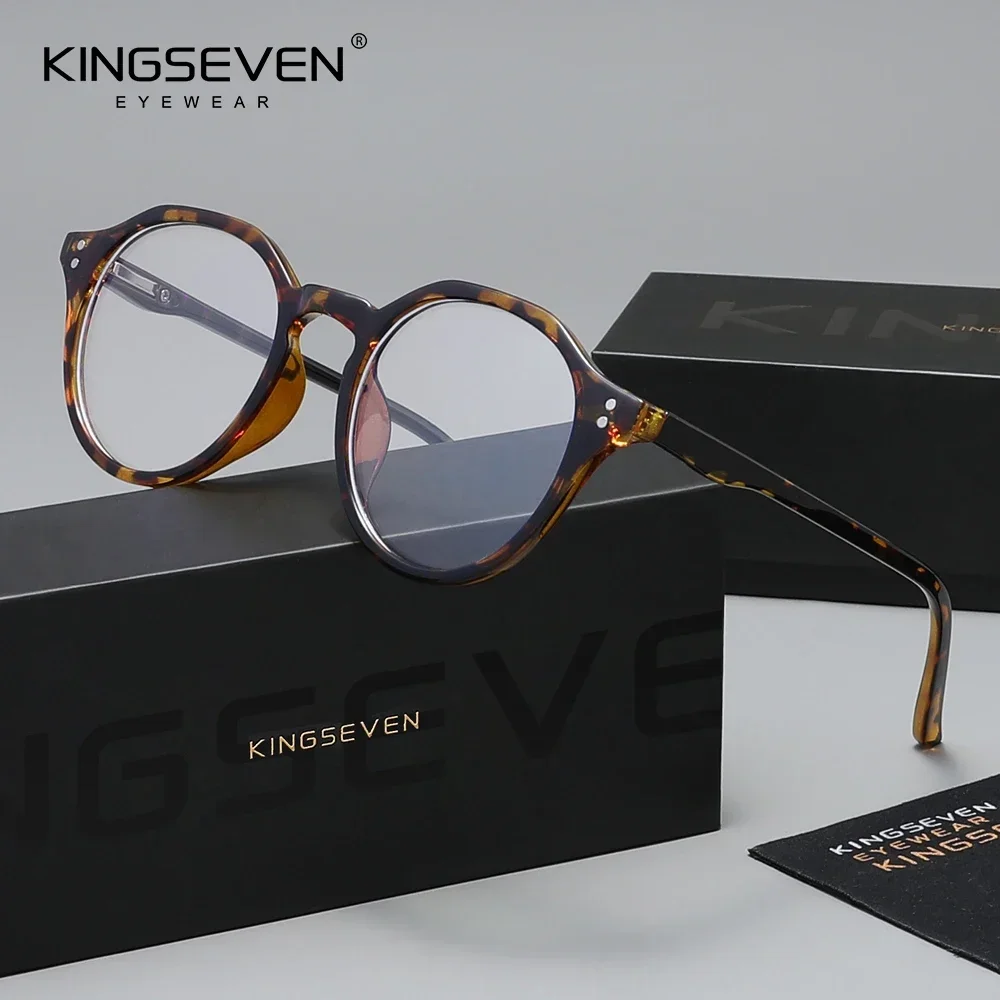 KINGSEVEN Casual Anti Blue Light Glasses Men Women Retro Classical Trendy Computer Protection Round Reading Eyeglasses