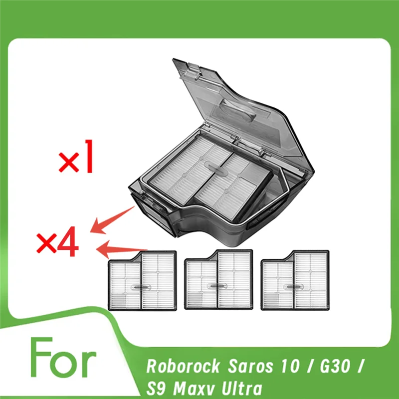 【Berserk】Caixa de poeira com 4 filtros para Roborock Saros 10/G30/S9 Maxv Ultra Aspirador de pó com eficiência de limpeza aprimorada