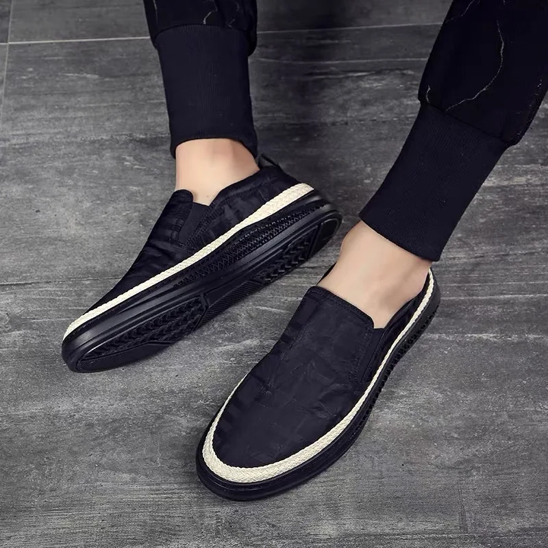 Canvas shoes, bean shoes, fashionable, breathable, casual men's shoes, leg sleeves, lazy shoes, 200522