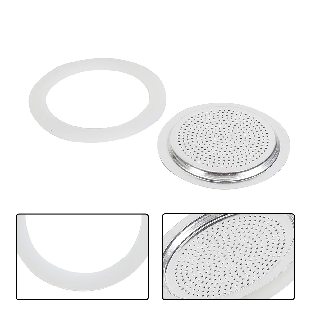 1Pcs Mocha Pot Coffee Pot Replacement Gasket Seal For Coffee Espresso Moka Stove Pot Top Silicone Rubber With 1 Sieve