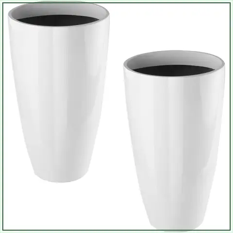 2PCS 21in Tall Planters Outdoor Large White Flower Pots with Drainage Holes