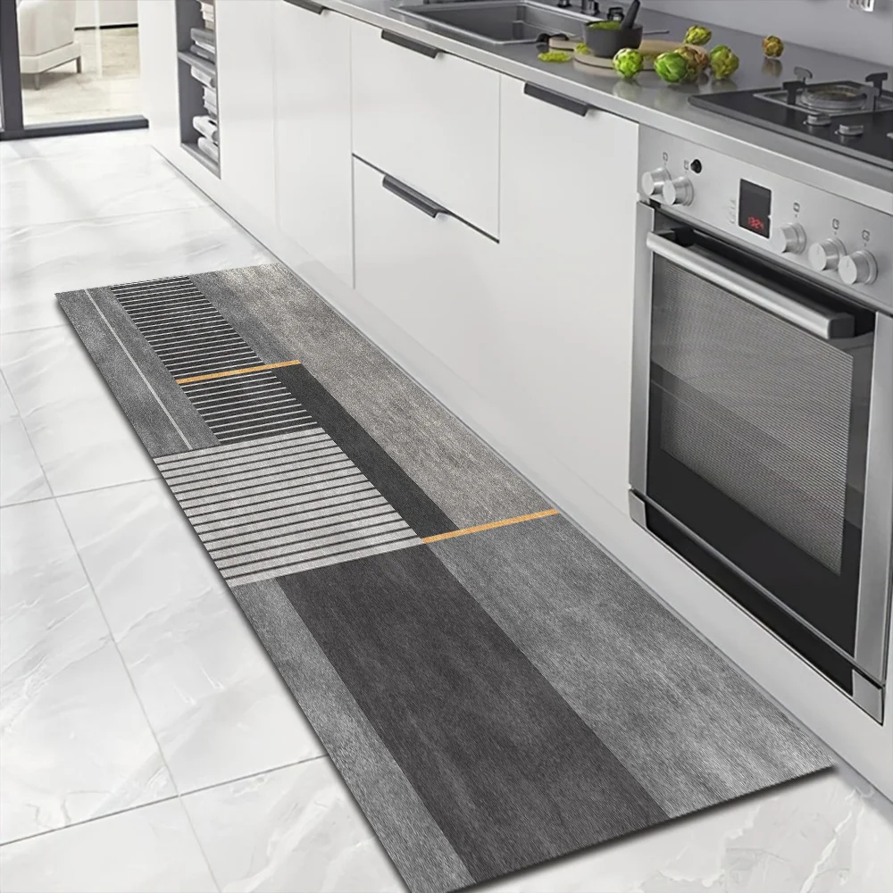 

Серый минималистичный коврик-дорожка, длинный фланелевый напольный коврик, нескользящий моющийся мягкий ковер для кухни, прихожей, прачечной, 1 шт.