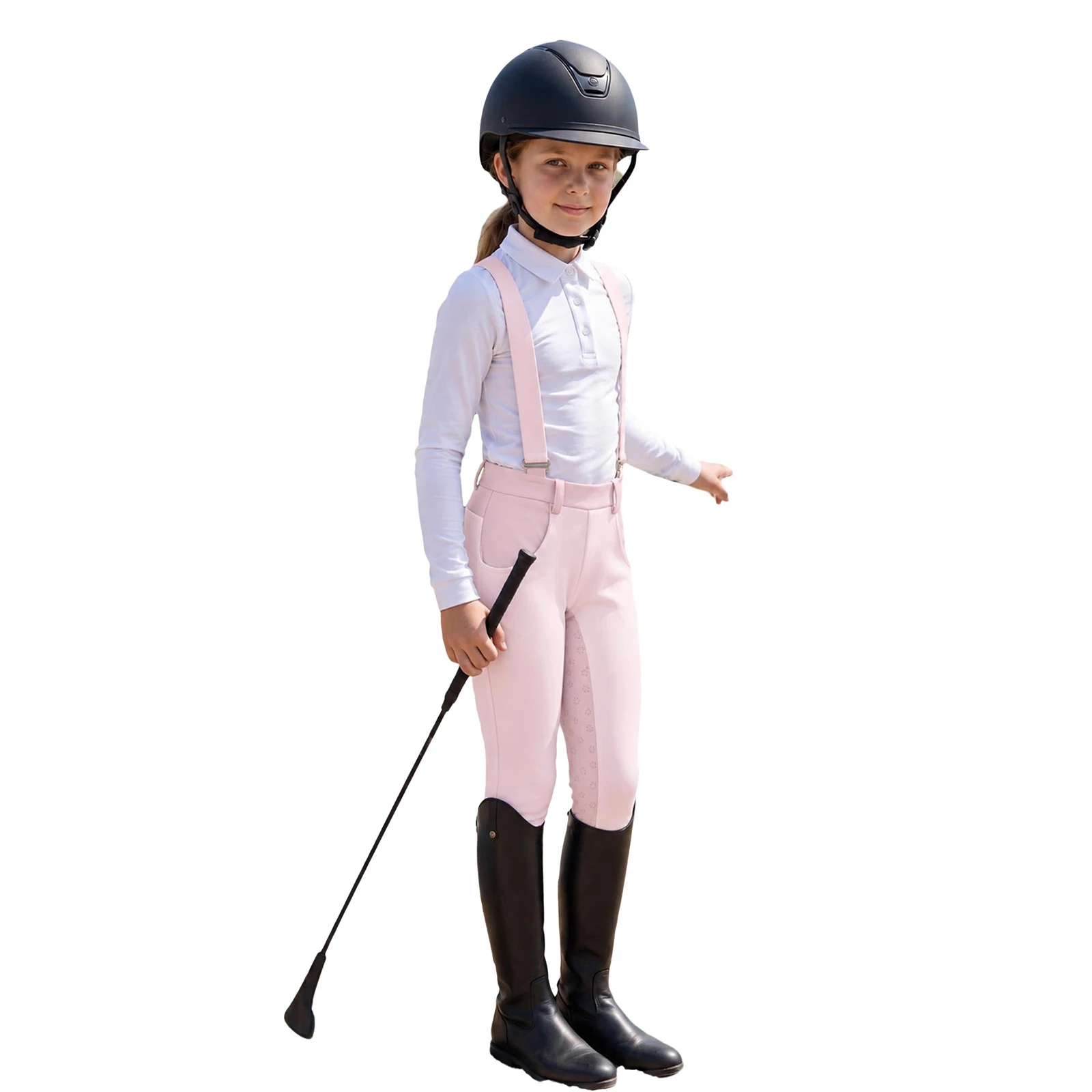 Kids Girls Equestrian Breeches Horse Riding Overalls Anti-slip Full Seat Pockets Leggings for Horsemanship Training Performance