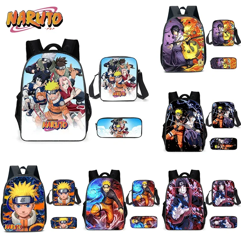 Nowa torba anime Naruto plecak figurki Anime Kakashi Sasuke torby szkolne dla dzieci Cartoon torba podróżna o dużej pojemności prezenty dla dzieci