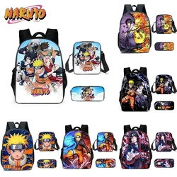 New Anime Bag Naruto Backpack Anime Figures Kakashi Sasuke Kids School Bags Cartoon Large Capacity Travel Bag Childrens Gifts